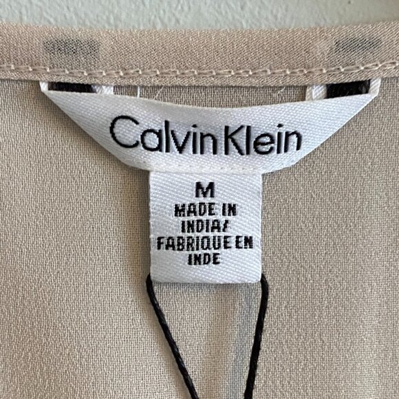 NWT Calvin Klein Pink T-shirt Blouse with Silver Hardware Grommets Sheer Panel - Picture 6 of 11